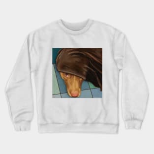 Painting of a Cute Red Nose Pitbull under a Blanket Crewneck Sweatshirt